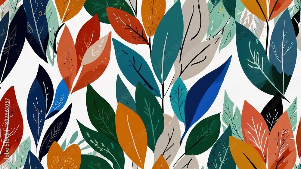 Fototapeta premium Abstract pattern suitable for printing. oil painting pattern in a small leave. Little leave. white background.