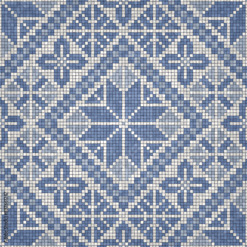 Mosaic tiles decorative background, seamless repeating vector pattern template for  wallpaper, background, wood print, metal print, plastic print, glass print, decor