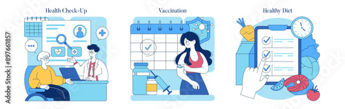 Health Prevention. Flat Vector Illustration