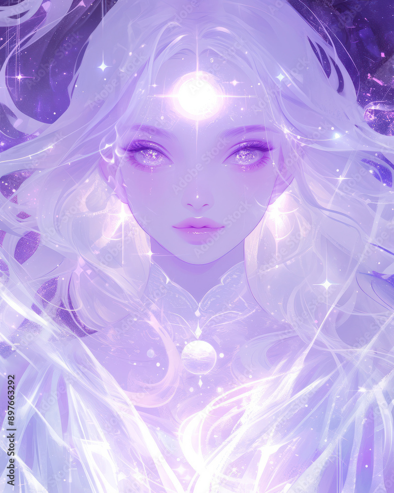 Enchanting Ethereal Being with Glowing Third Eye Enchanting Ethereal Being with Glowing Third Eye