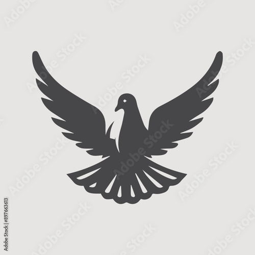 silhouette of dove with leaf in mouth, white and transparent background.dove black icon, simple flat image.
