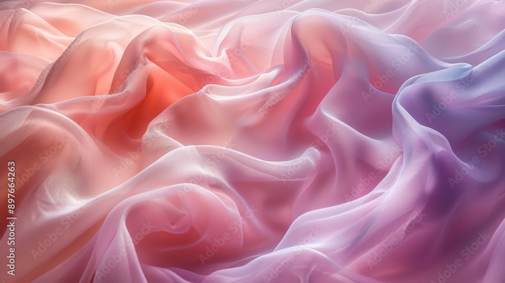Obraz premium Soft, pastel fabric waves create a serene ambiance with a gentle touch, blending shades of calmness and tranquility