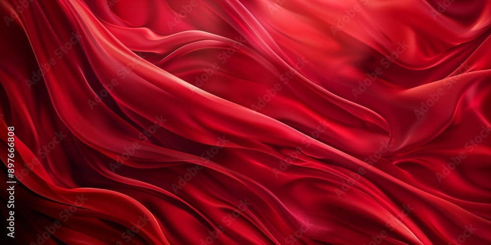 Obraz premium Closeup of rippled red silk fabric - AI Generated