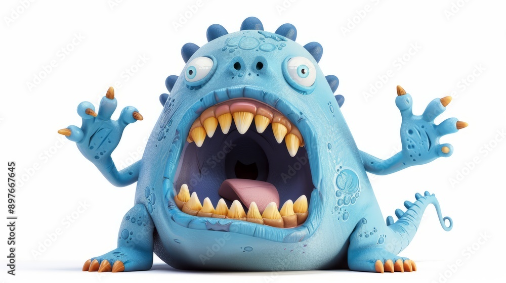 Expressive and emotional Cute 3D cartoon monster. This character may be related to animation, children's media, or character design Expressive and emotional Cute 3D cartoon monster. This character may be related to animation, children's media, or character design