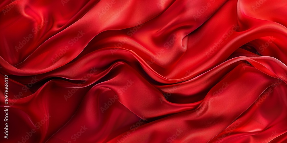 Obraz premium Closeup of rippled red silk fabric - AI Generated