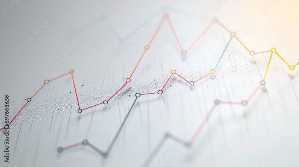 Minimalistic line graph on white background, rising trend, gradual market growth, clean design Minimalistic line graph on white background, rising trend, gradual market growth, clean design