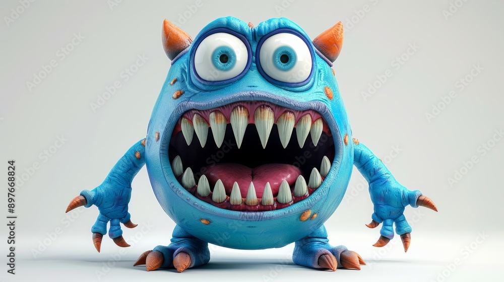 Expressive and emotional Cute 3D cartoon monster. This character may be related to animation, children's media, or character design Expressive and emotional Cute 3D cartoon monster. This character may be related to animation, children's media, or character design