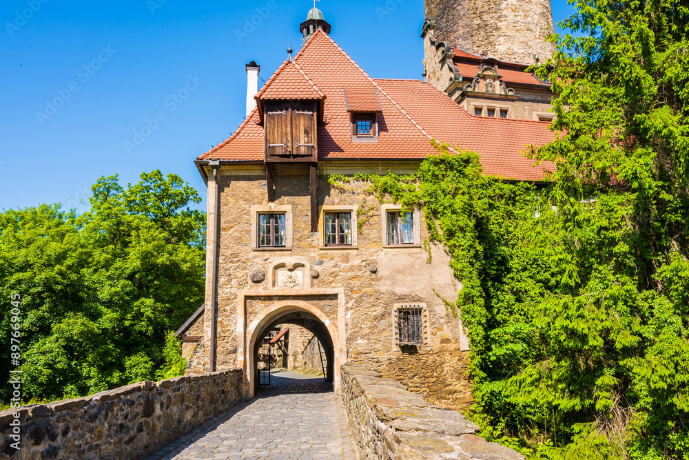View of old beautiful Czocha castle in summer, Lower Silesia, Poland View of old beautiful Czocha castle in summer, Lower Silesia, Poland
