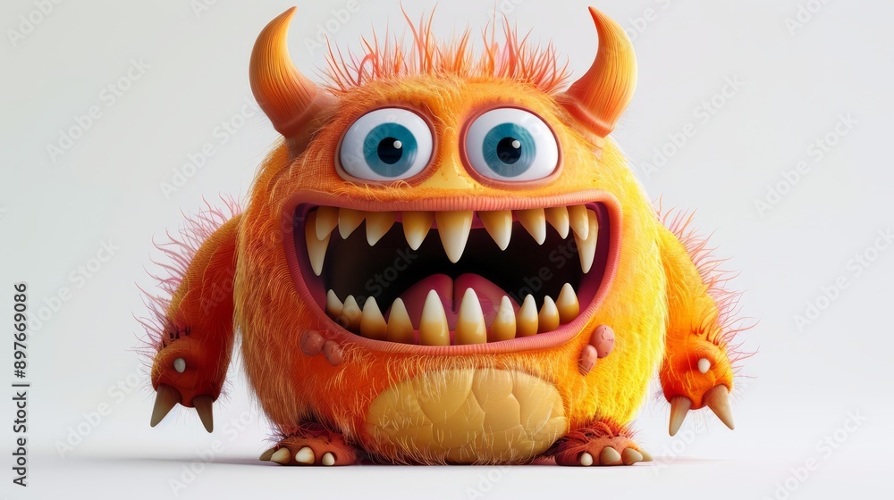 Expressive and emotional Cute 3D cartoon monster. This character may be related to animation, children's media, or character design Expressive and emotional Cute 3D cartoon monster. This character may be related to animation, children's media, or character design