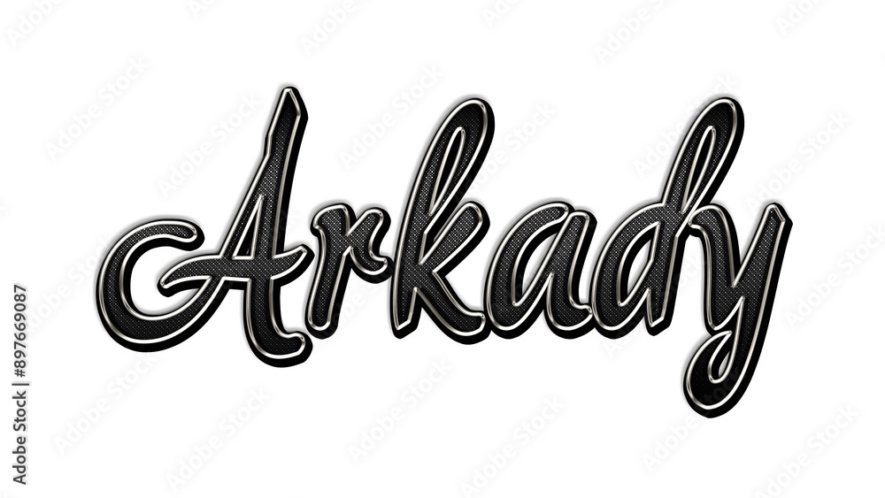 black metal 3d design of name Arkady on white background. black metal 3d design of name Arkady on white background.