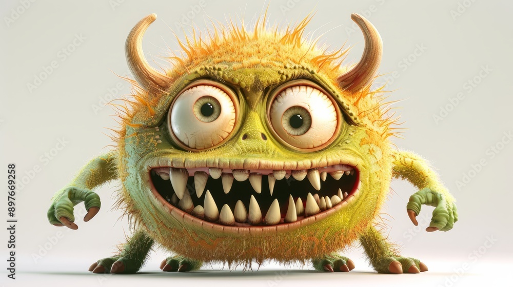 Expressive and emotional Cute 3D cartoon monster. This character may be related to animation, children's media, or character design Expressive and emotional Cute 3D cartoon monster. This character may be related to animation, children's media, or character design