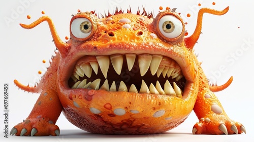 Expressive and emotional Cute 3D cartoon monster. This character may be related to animation, children's media, or character design