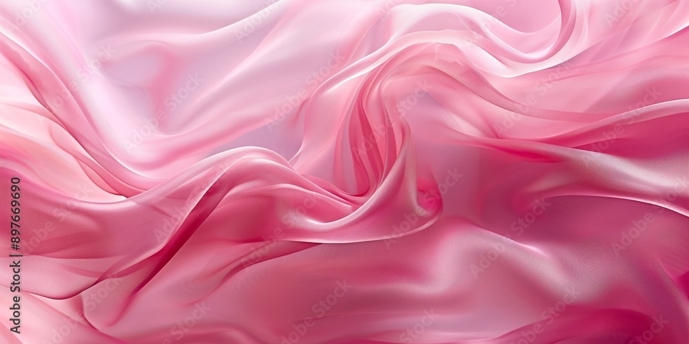 Fototapeta premium Closeup of rippled pink silk fabric - AI Generated