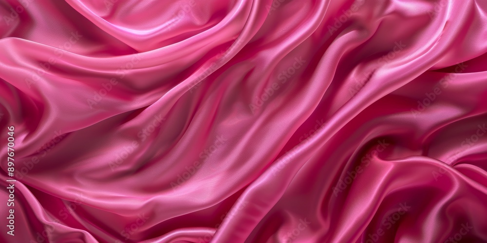 Obraz premium Closeup of rippled pink silk fabric - AI Generated