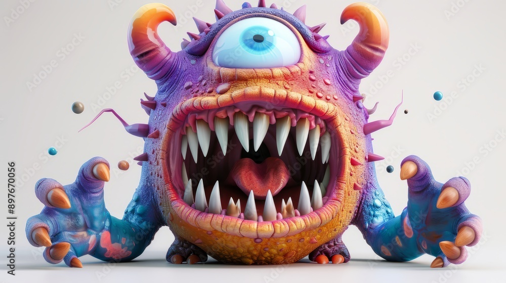 Expressive and emotional Cute 3D cartoon monster. This character may be related to animation, children's media, or character design Expressive and emotional Cute 3D cartoon monster. This character may be related to animation, children's media, or character design