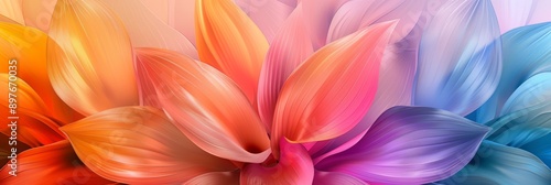 Vivid petal shapes in a colorful abstract art create a dynamic and vibrant visual, bold and expressive
