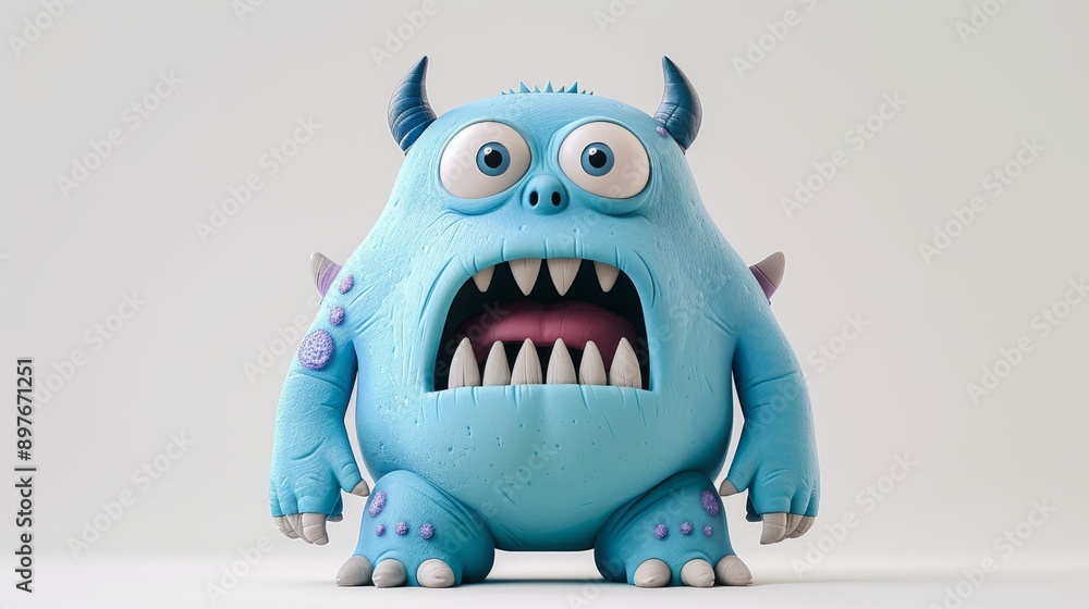 Expressive and emotional Cute 3D cartoon monster. This character may be related to animation, children's media, or character design Expressive and emotional Cute 3D cartoon monster. This character may be related to animation, children's media, or character design