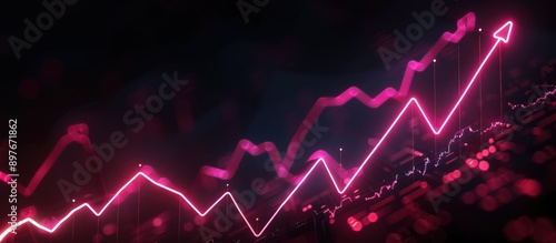 Neon burgundy graph against a dark backdrop, highlighting impressive business expansion.