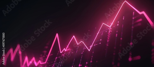 Neon burgundy graph against a dark backdrop, highlighting impressive business expansion.
