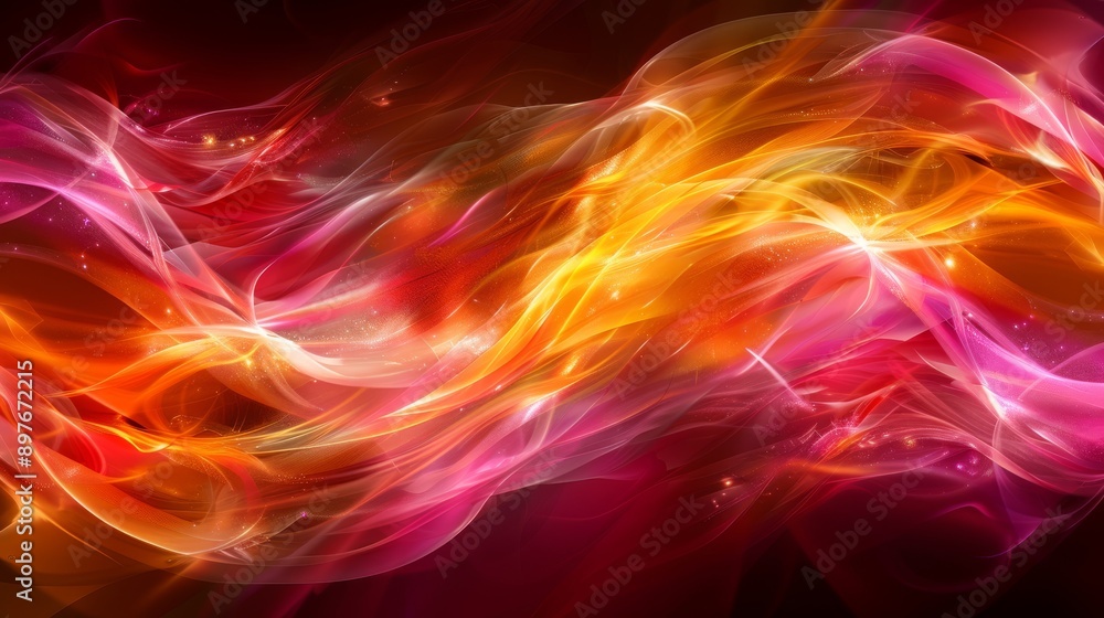 Dynamic and vibrant abstract swirls of colorful light waves create an energetic visual effect on a dark backdrop. Dynamic and vibrant abstract swirls of colorful light waves create an energetic visual effect on a dark backdrop.