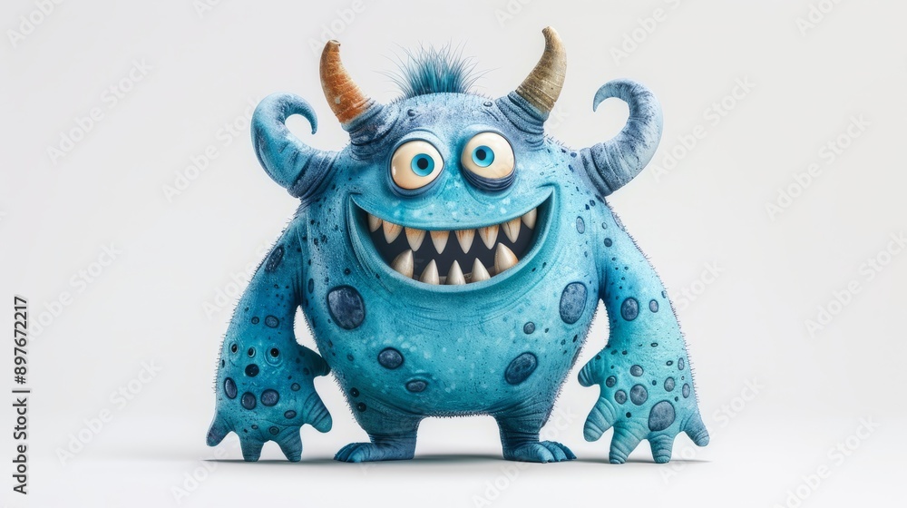 Expressive and emotional Cute 3D cartoon monster. This character may be related to animation, children's media, or character design Expressive and emotional Cute 3D cartoon monster. This character may be related to animation, children's media, or character design