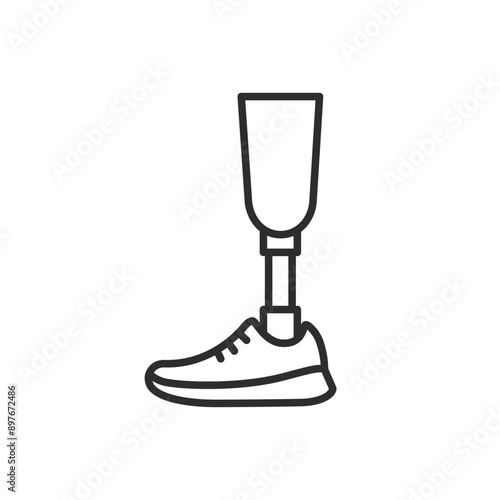 prosthesis for human icon, prosthetic leg, linear vector illustration