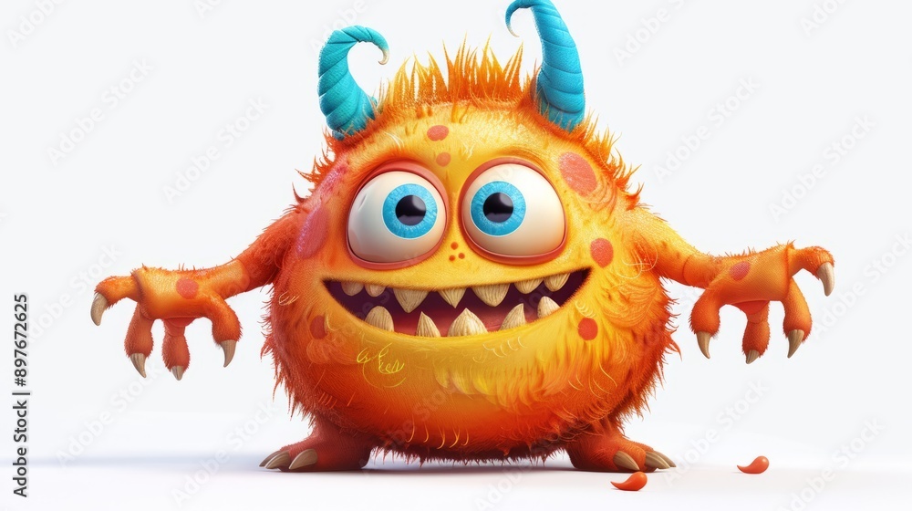 Expressive and emotional Cute 3D cartoon monster. This character may be related to animation, children's media, or character design Expressive and emotional Cute 3D cartoon monster. This character may be related to animation, children's media, or character design