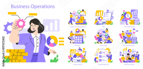 Business Operations. Flat Vector Illustration