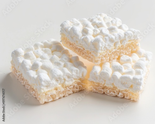 Marshmallow Bar. Crispy Rice Marshmallow Square Bar Dessert Treat