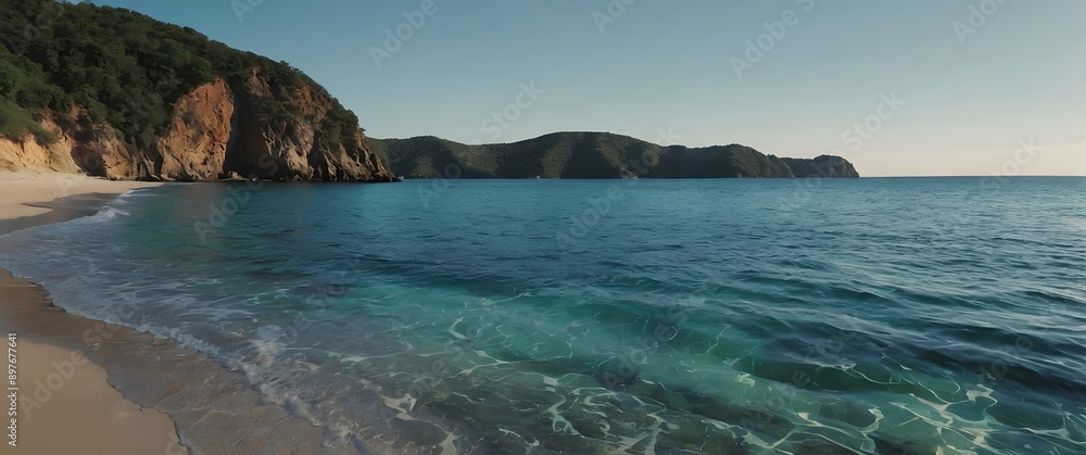 Fototapeta premium A Calm Beach Scene With Clear Water