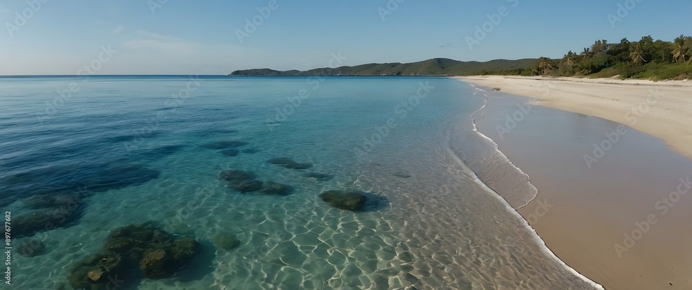 Obraz premium A Calm Beach Scene With Clear Water