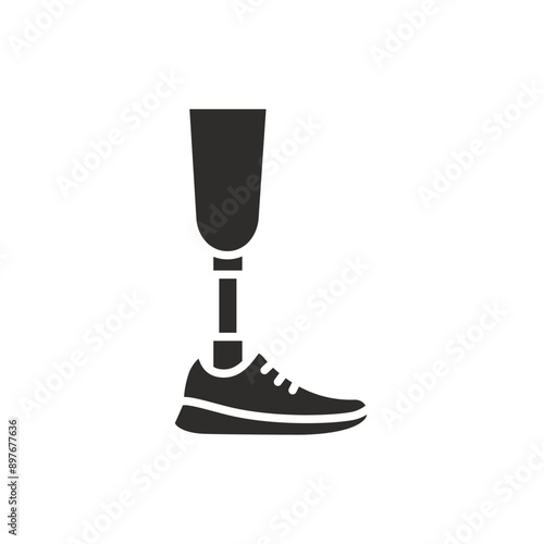 prosthetic leg icon, prosthesis for human, flat vector illustration