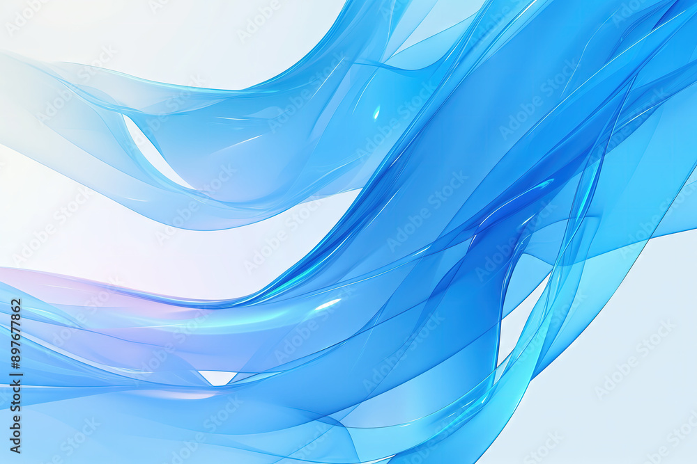 Fototapeta premium Minimalistic presentation background with blue glossy texture on white