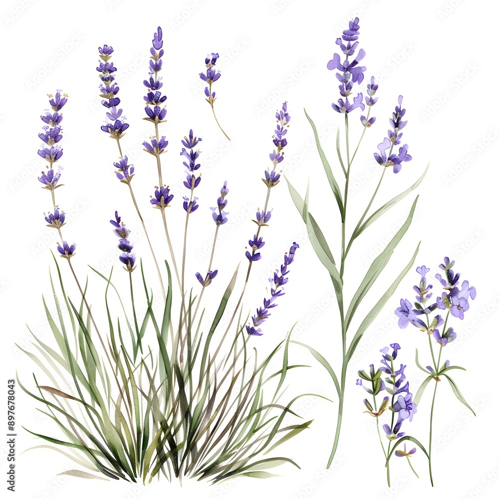 Naklejka premium lavender flowers isolated on white
