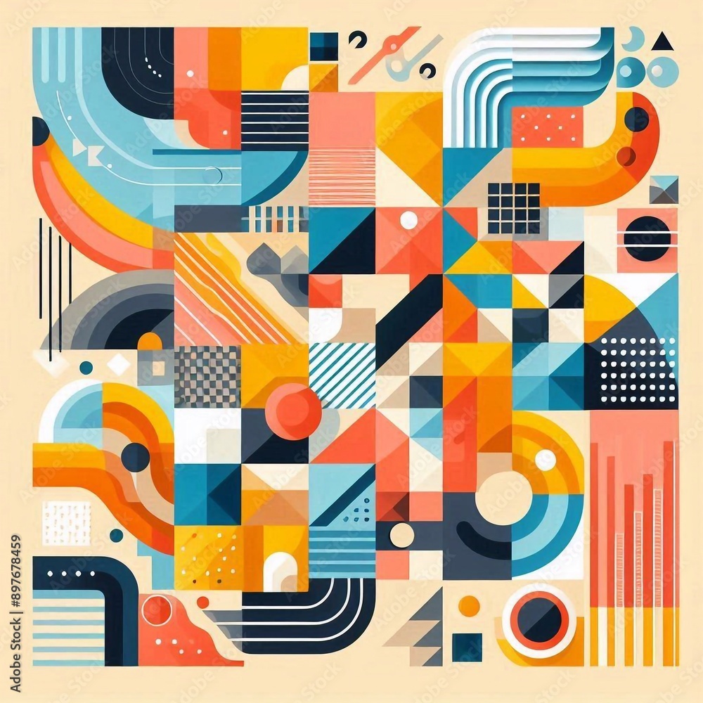 Modern art style geometric background. AI generated illustration Modern art style geometric background. AI generated illustration