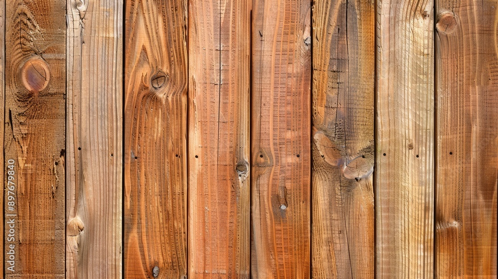 Fototapeta premium Cedar Planks. New Vertical Cedar Privacy Fence with Copy Space
