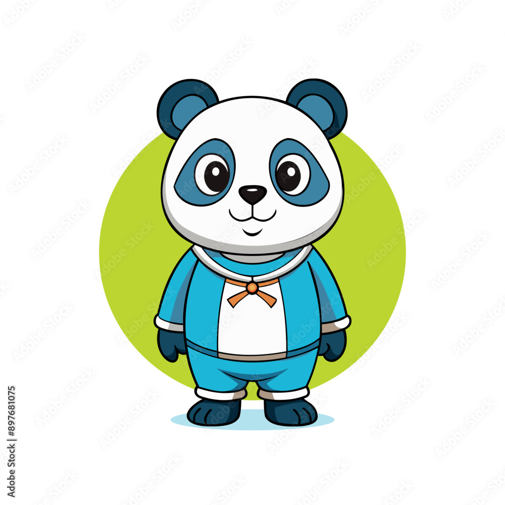 Adorable Cartoon Panda Character in Blue Outfit Adorable Cartoon Panda Character in Blue Outfit