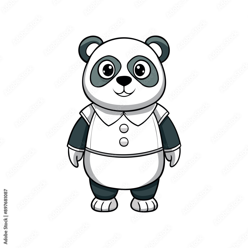 Naklejka premium Adorable Cartoon Panda Character in Outfit - Cute Illustration