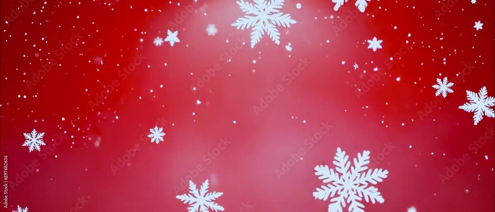 Snowflakes falling on Christmas red background. White confetti snowflakes and bokeh lights on the Red loop 4k 3D background. 2025 New year, merry Christmas, Holiday, winter, New Year, snowflake, snow, Snowflakes falling on Christmas red background. White confetti snowflakes and bokeh lights on the Red loop 4k 3D background. 2025 New year, merry Christmas, Holiday, winter, New Year, snowflake, snow,