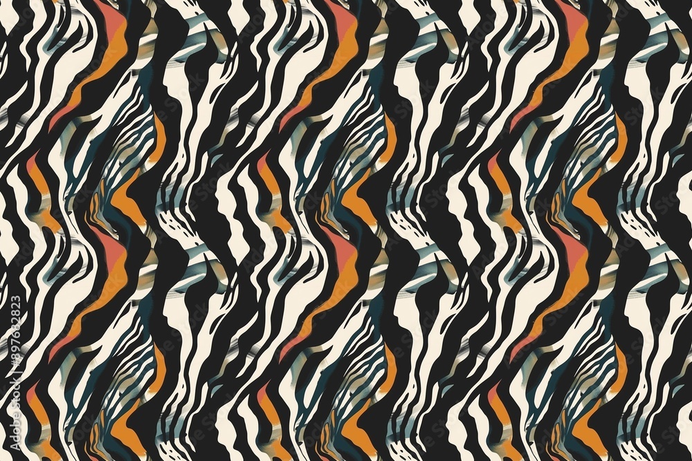 Fototapeta premium Modern animal print with fluid wavy lines in a dynamic and vivid contemporary palette