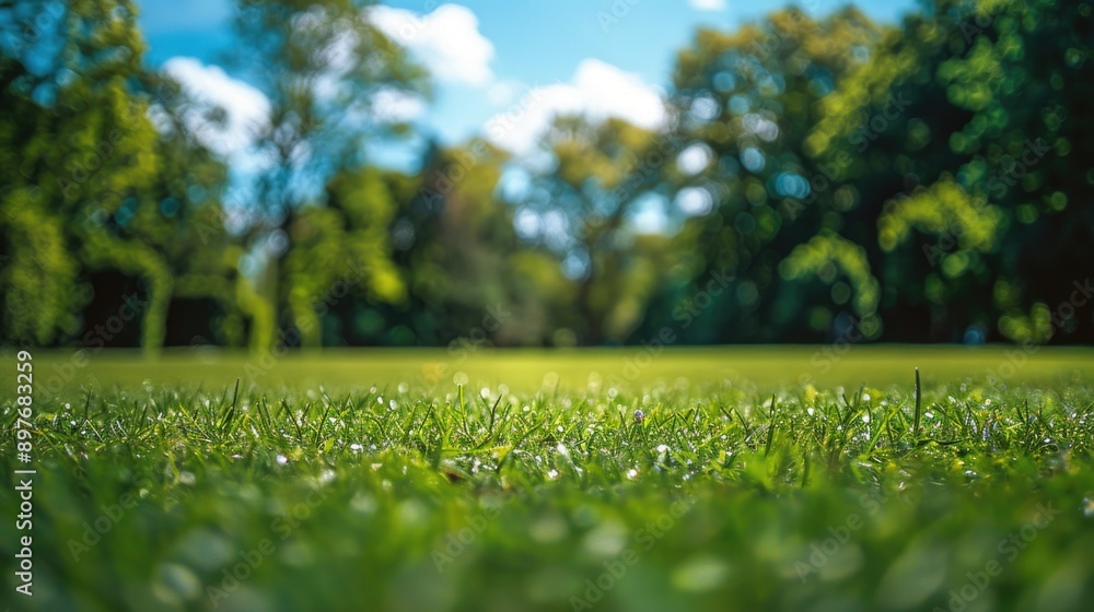 A serene park scene with verdant grass, a clear sky, and the tranquil beauty of nature. A serene park scene with verdant grass, a clear sky, and the tranquil beauty of nature.