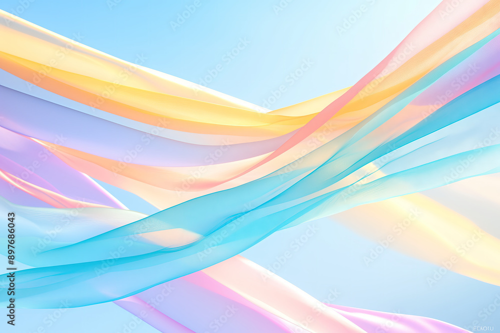 Multicolored ribbons, waves on a blue background Multicolored ribbons, waves on a blue background
