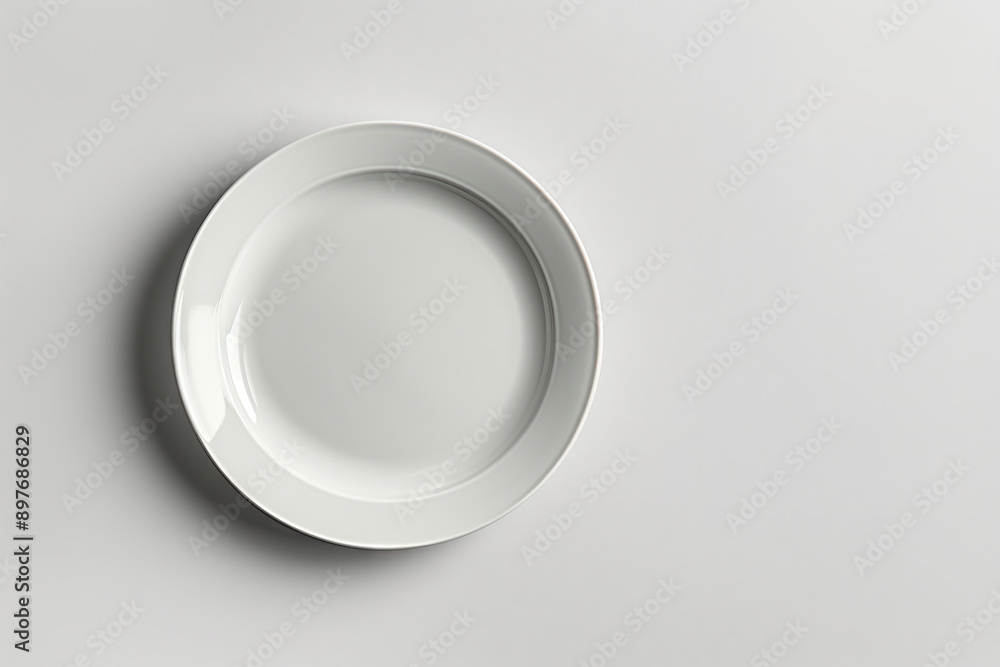 Empty white plate on light background. Copy space. Top view Empty white plate on light background. Copy space. Top view
