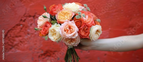 Person Holding Bouquet of Flowers