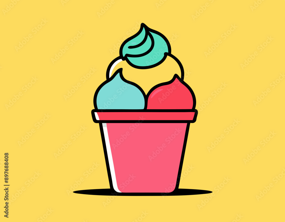 Line icon of ice cream. Dessert, fast food, sugar. Sweet food concept. Can be used for topics like food, unhealthy eating, gastronomy Line icon of ice cream. Dessert, fast food, sugar. Sweet food concept. Can be used for topics like food, unhealthy eating, gastronomy