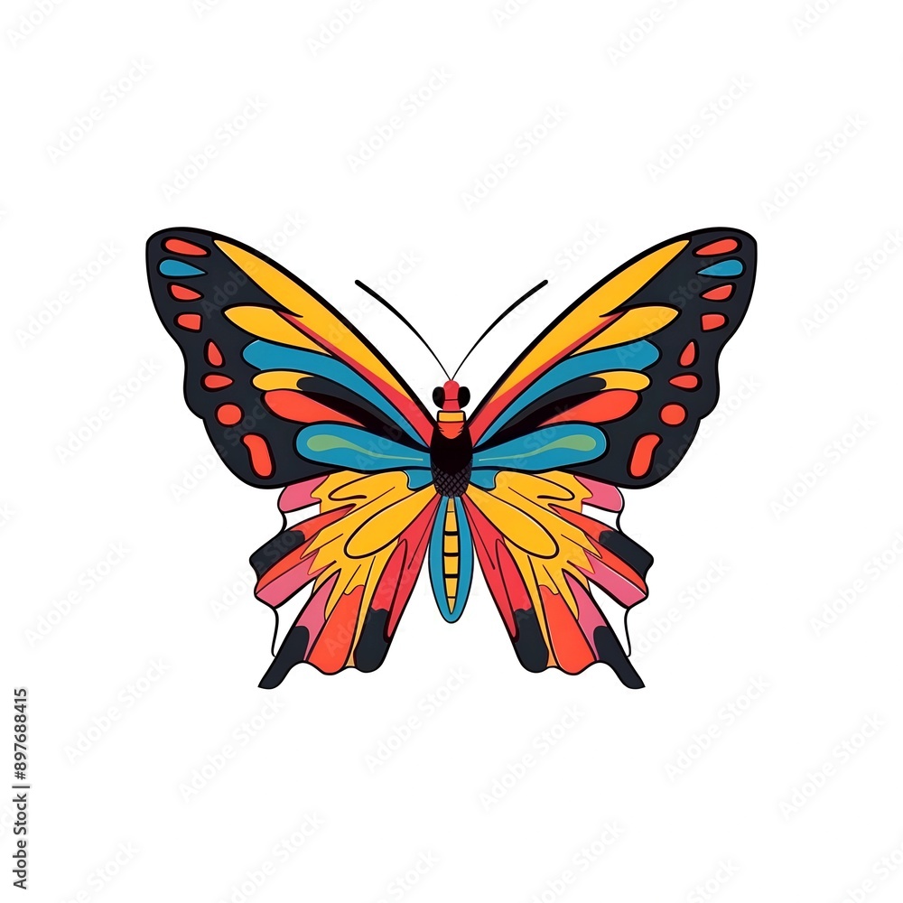 Obraz premium Colorful butterfly illustration clipping path. AI generated