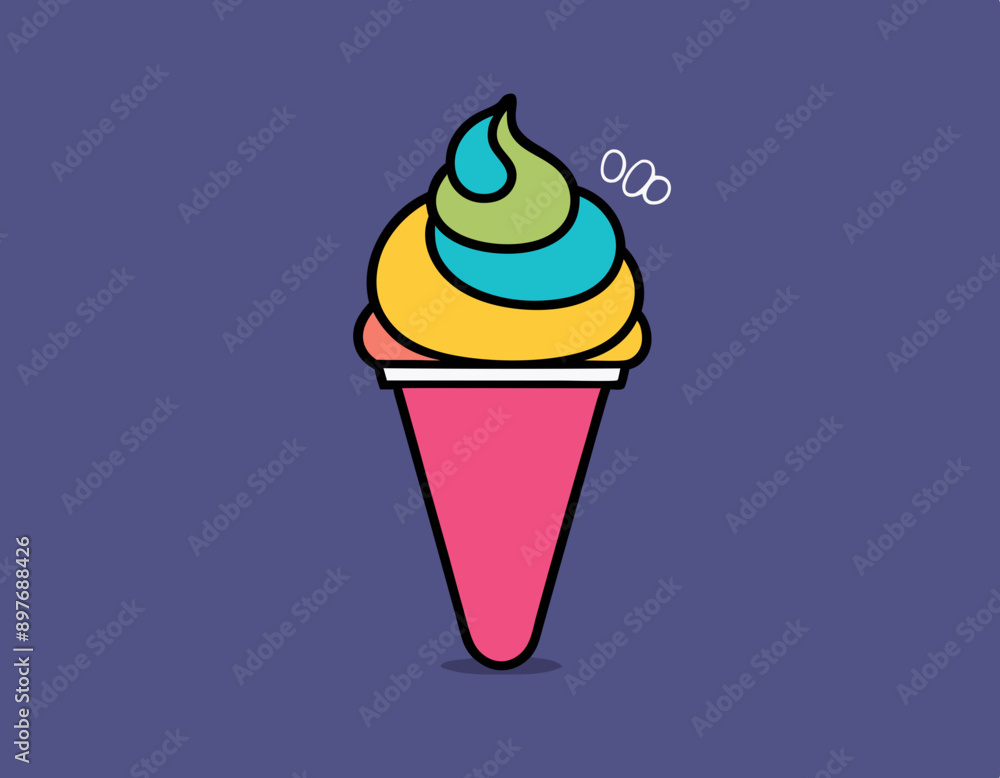 Line icon of ice cream. Dessert, fast food, sugar. Sweet food concept. Can be used for topics like food, unhealthy eating, gastronomy Line icon of ice cream. Dessert, fast food, sugar. Sweet food concept. Can be used for topics like food, unhealthy eating, gastronomy