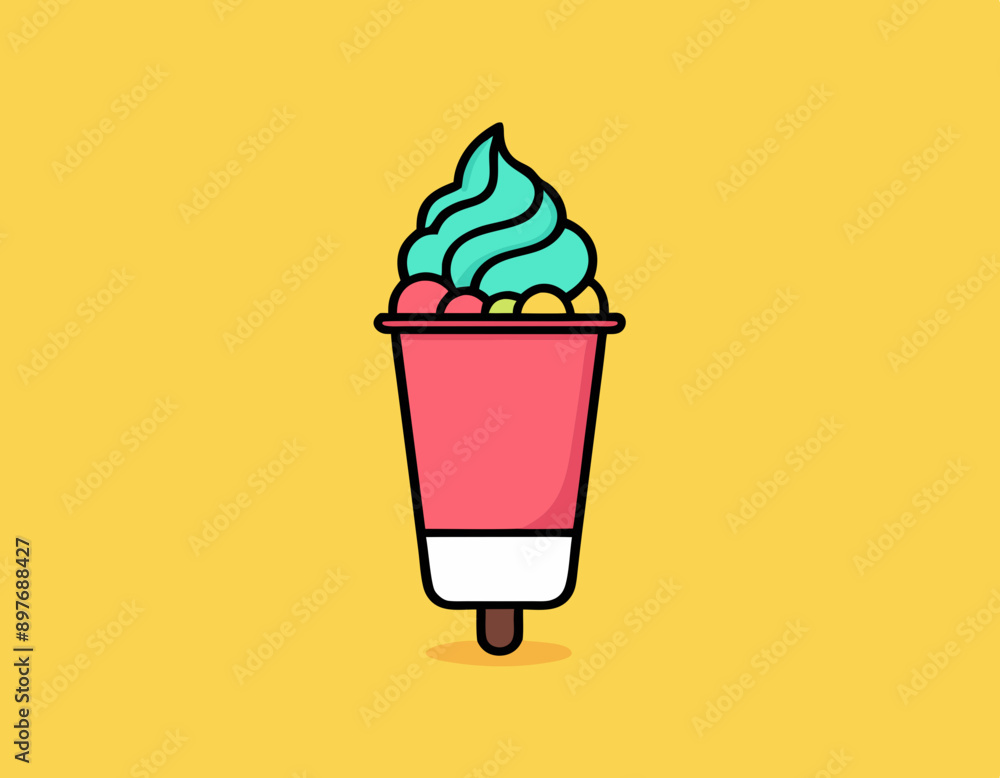 Line icon of ice cream. Dessert, fast food, sugar. Sweet food concept. Can be used for topics like food, unhealthy eating, gastronomy Line icon of ice cream. Dessert, fast food, sugar. Sweet food concept. Can be used for topics like food, unhealthy eating, gastronomy