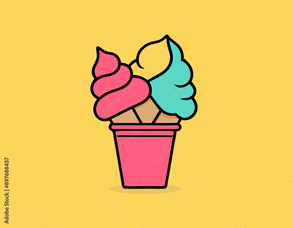 Line icon of ice cream. Dessert, fast food, sugar. Sweet food concept. Can be used for topics like food, unhealthy eating, gastronomy Line icon of ice cream. Dessert, fast food, sugar. Sweet food concept. Can be used for topics like food, unhealthy eating, gastronomy