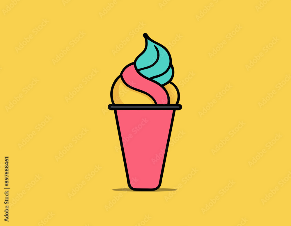 Line icon of ice cream. Dessert, fast food, sugar. Sweet food concept. Can be used for topics like food, unhealthy eating, gastronomy Line icon of ice cream. Dessert, fast food, sugar. Sweet food concept. Can be used for topics like food, unhealthy eating, gastronomy